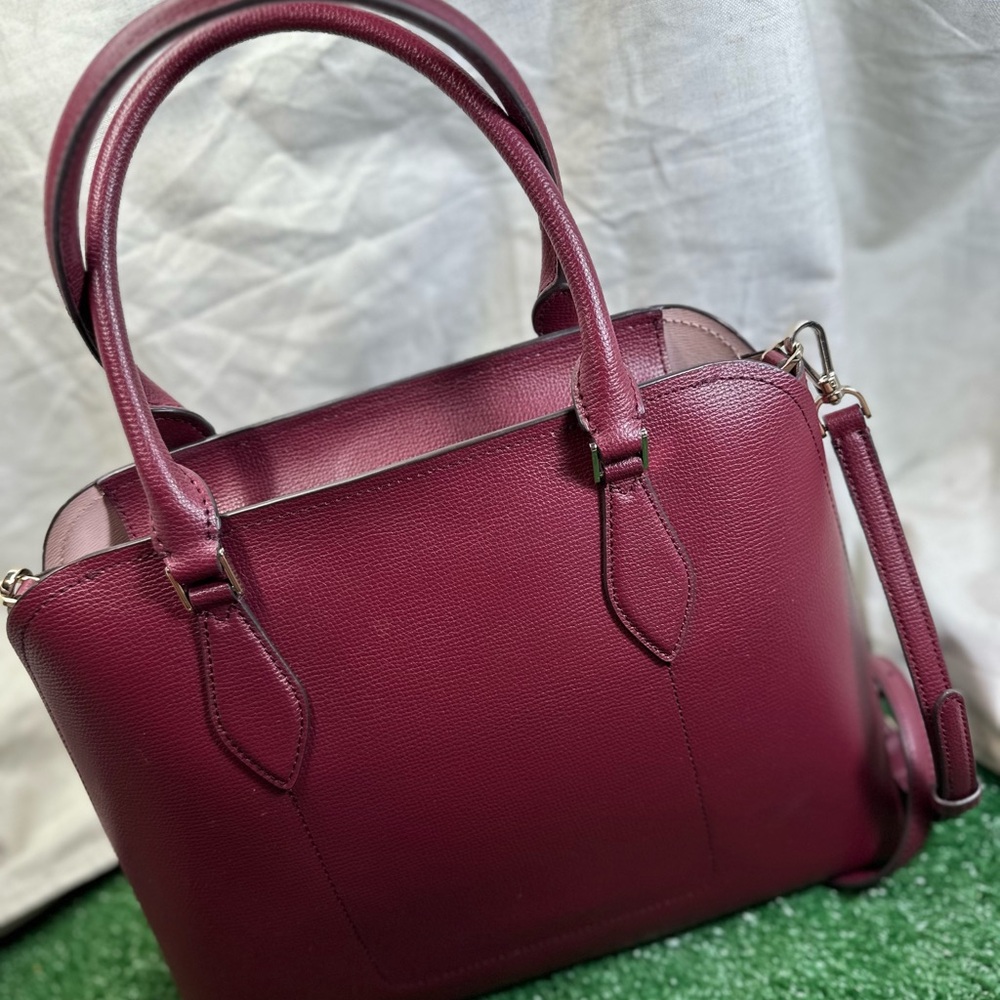 Kate Spade Red Leather Satchel with Gold Logo - Picture 9 of 15